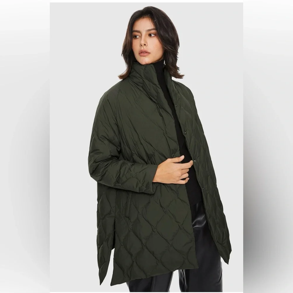 Oversized Quilted Lightweight Down Puffer Jacket - Picture 2 of 8